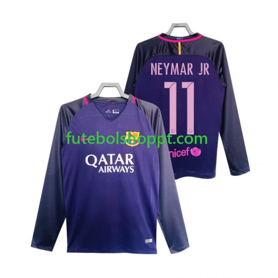 Camisola Homem FC Barcelona Neymar JR 11 2016 2017 Retro Alternativa Equipamento Manga Comprida