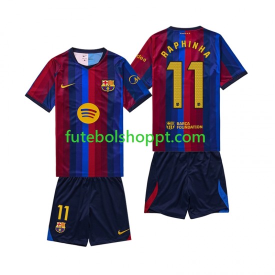 Camisola Júnior FC Barcelona Raphinha 11 Principais Equipamento 2026-2027 Manga Curta