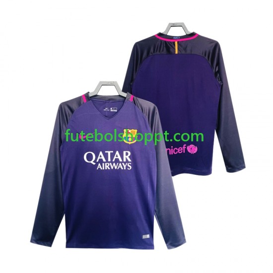 Camisola Homem FC Barcelona 2016 2017 Retro Alternativa Equipamento Manga Comprida