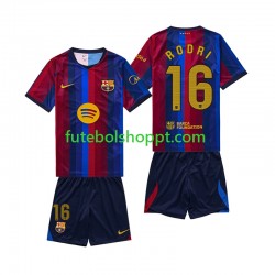 Camisola Júnior FC Barcelona Rodri 16 Principais Equipamento 2026-2027 Manga Curta