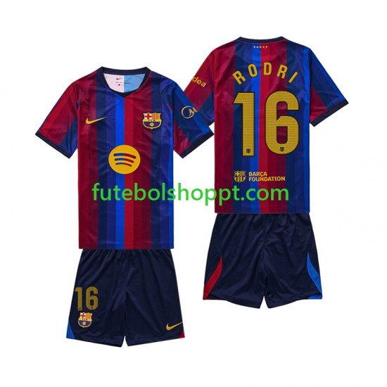 Camisola Júnior FC Barcelona Rodri 16 Principais Equipamento 2026-2027 Manga Curta