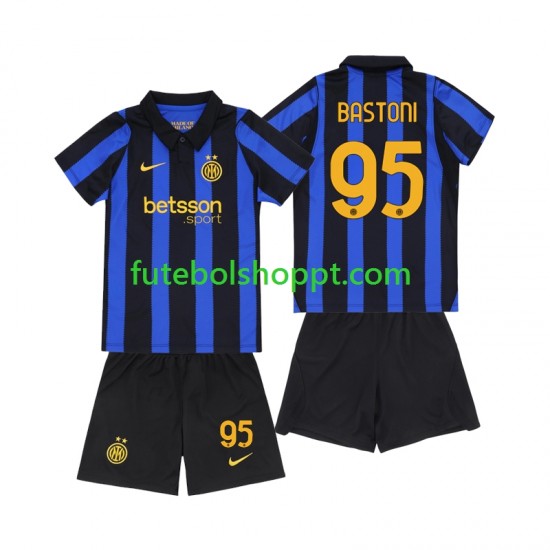 Camisola Júnior Inter de Milão Alessandro Bastoni 95 Principais Equipamento 2026-2027 Manga Curta