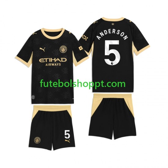 Camisola Júnior Manchester City Elliot Anderson 5 Alternativa Equipamento 2026-2027 Manga Curta