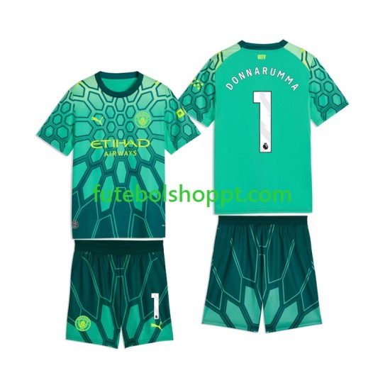 Camisola Júnior Manchester City Gianluigi Donnarumma 1 Guarda-redes Principais Equipamento 2026-2027 Manga Curta