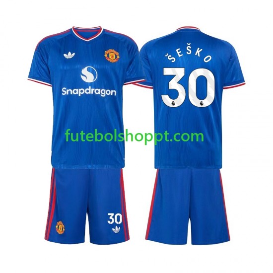 Camisola Júnior Manchester United Benjamin Sesko 30 Alternativa Equipamento 2026-2027 Manga Curta