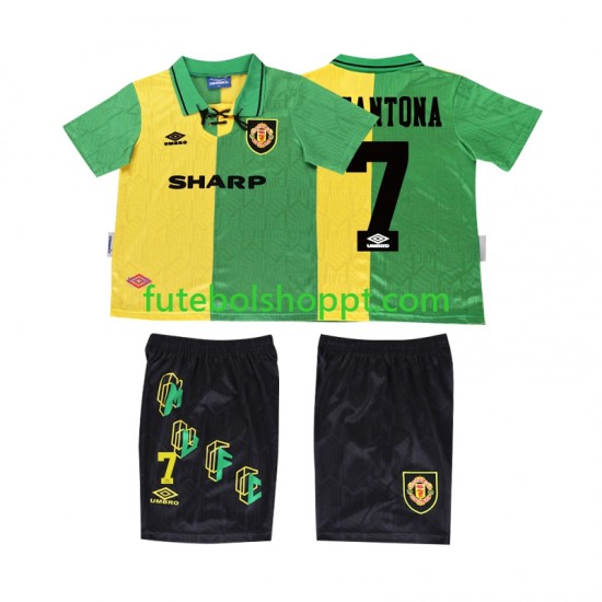 Camisola Júnior Manchester United CANTONA 7 1992 Retro Terceiro Equipamento 1994 Manga Curta