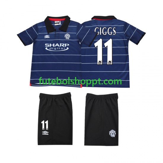 Camisola Júnior Manchester United GIGGS 11 2000 Retro Alternativa Equipamento 1999 Manga Curta