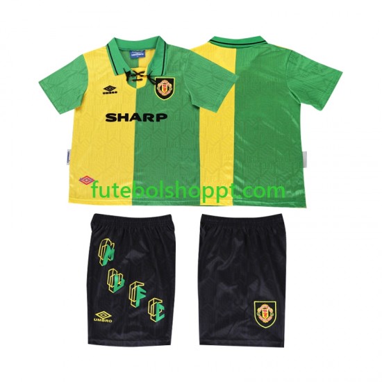 Camisola Júnior Manchester United 1992 Retro Terceiro Equipamento 1994 Manga Curta