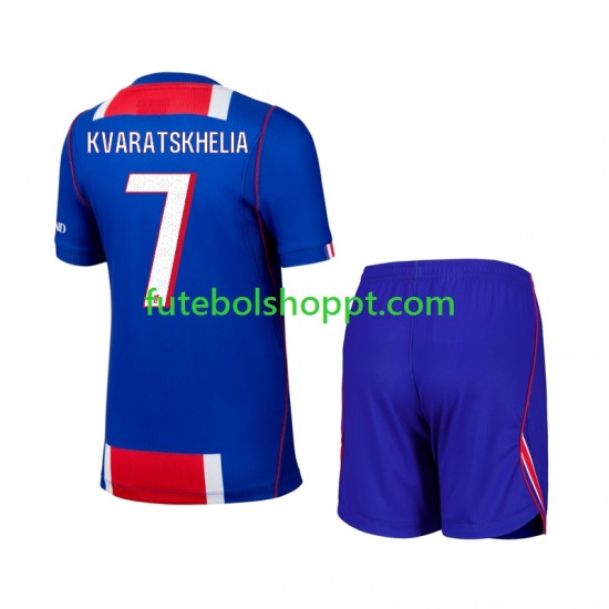 Camisola Júnior Paris Saint-Germain Khvicha Kvaratskhelia 7 Principais Equipamento 2026-2027 Manga Curta