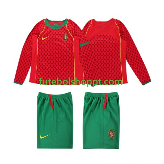 Camisola Júnior Portugal Retro Principais Equipamento 2004 Manga Comprida
