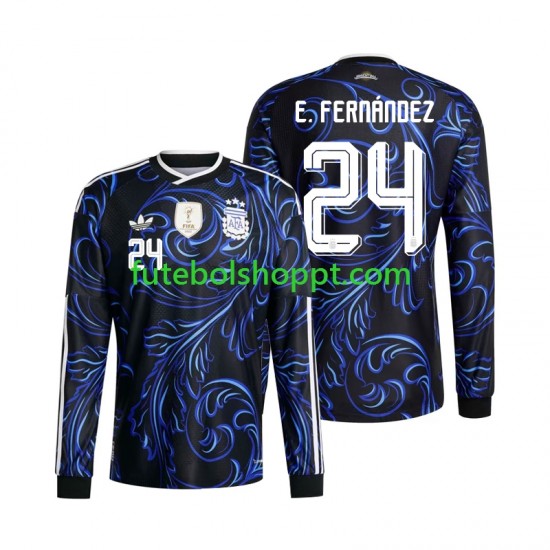 Camisola Homem Argentina Enzo Fernandez 24 Alternativa Equipamento Copa do Mundo 2026 Manga Comprida