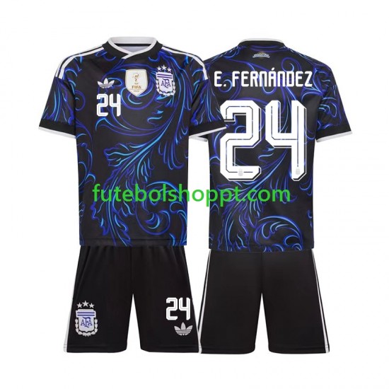 Camisola Júnior Argentina Enzo Fernandez 24 Alternativa Equipamento Copa do Mundo 2026 Manga Curta