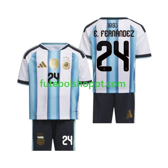 Camisola Júnior Argentina Enzo Fernandez 24 Principais Equipamento Copa do Mundo 2026 Manga Curta