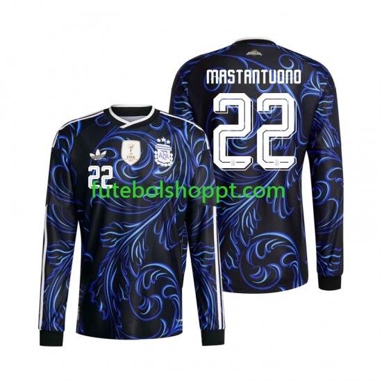Camisola Homem Argentina Franco Mastantuono 22 Alternativa Equipamento Copa do Mundo 2026 Manga Comprida