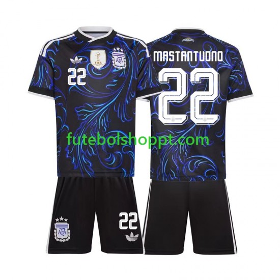 Camisola Júnior Argentina Franco Mastantuono 22 Alternativa Equipamento Copa do Mundo 2026 Manga Curta