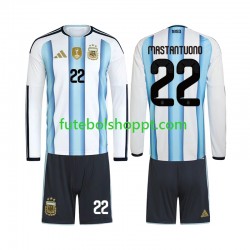 Camisola Júnior Argentina Franco Mastantuono 22 Principais Equipamento Copa do Mundo 2026 Manga Comprida