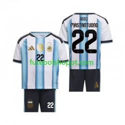 Camisola Júnior Argentina Franco Mastantuono 22 Principais Equipamento Copa do Mundo 2026 Manga Curta