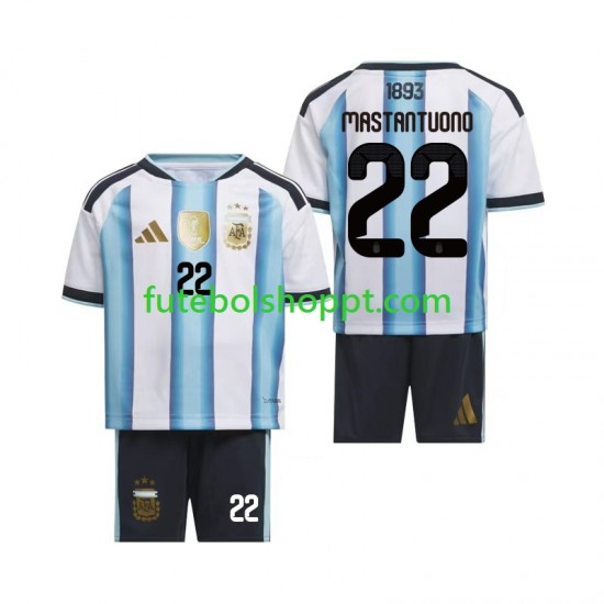 Camisola Júnior Argentina Franco Mastantuono 22 Principais Equipamento Copa do Mundo 2026 Manga Curta