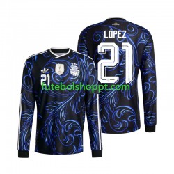 Camisola Homem Argentina Jose Manuel Lopez 21 Alternativa Equipamento Copa do Mundo 2026 Manga Comprida