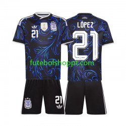 Camisola Júnior Argentina Jose Manuel Lopez 21 Alternativa Equipamento Copa do Mundo 2026 Manga Curta