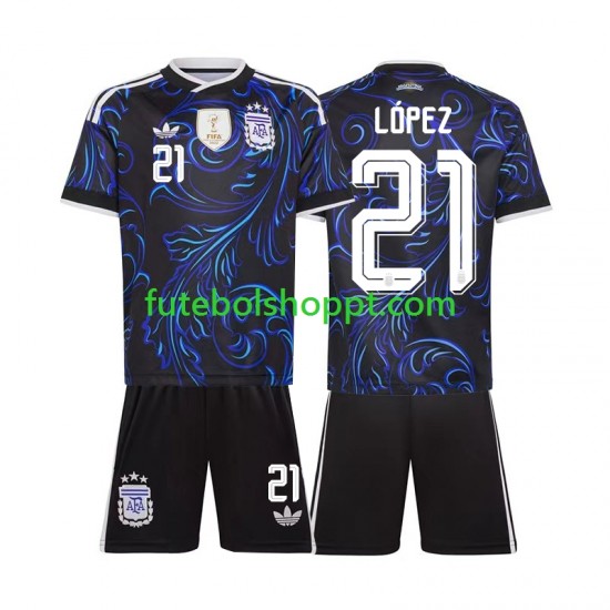 Camisola Júnior Argentina Jose Manuel Lopez 21 Alternativa Equipamento Copa do Mundo 2026 Manga Curta
