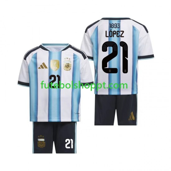 Camisola Júnior Argentina Jose Manuel Lopez 21 Principais Equipamento Copa do Mundo 2026 Manga Curta