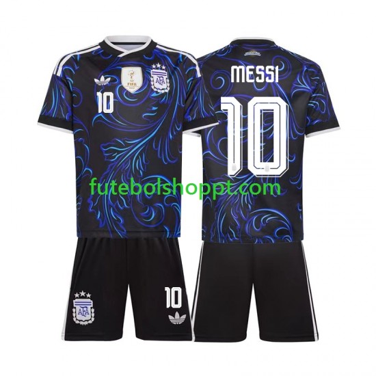 Camisola Júnior Argentina Lionel Messi 10 Alternativa Equipamento Copa do Mundo 2026 Manga Curta