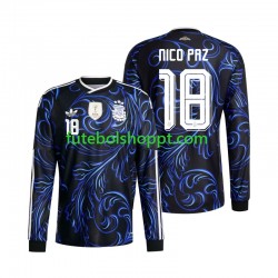Camisola Homem Argentina Nico Paz 18 Alternativa Equipamento Copa do Mundo 2026 Manga Comprida