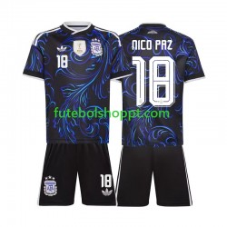 Camisola Júnior Argentina Nico Paz 18 Alternativa Equipamento Copa do Mundo 2026 Manga Curta
