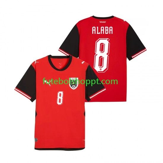 Camisola Homem Áustria David Alaba 8 Principais Equipamento Copa do Mundo 2026 Manga Curta