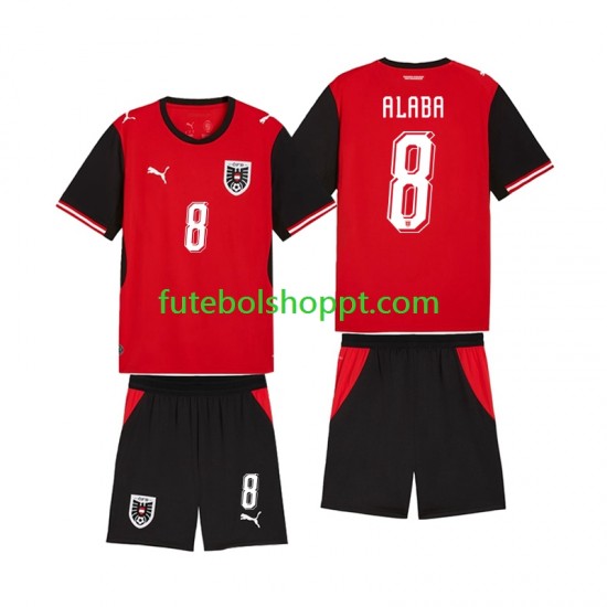 Camisola Júnior Áustria David Alaba 8 Principais Equipamento Copa do Mundo 2026 Manga Curta