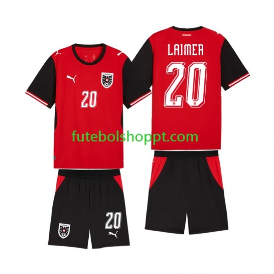 Camisola Júnior Áustria Konrad Laimer 20 Principais Equipamento Copa do Mundo 2026 Manga Curta
