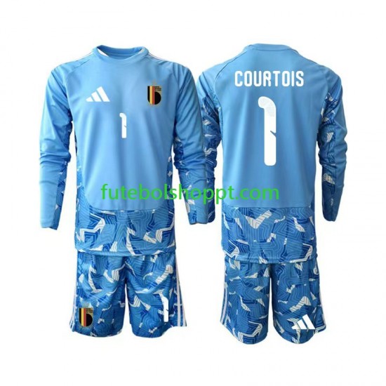 Camisola Júnior Bélgica Thibaut Courtois 1 Guarda-redes Principais Equipamento Copa do Mundo 2026 Manga Comprida
