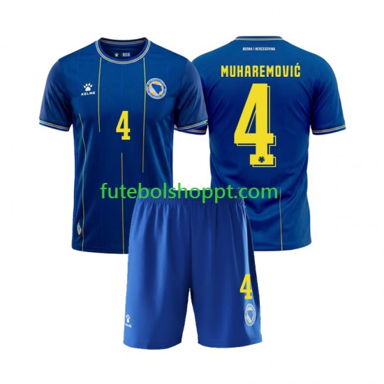 Camisola Júnior Bósnia e Herzegovina Tarik Muharemovic 4 Principais Equipamento Copa do Mundo 2026 Manga Curta