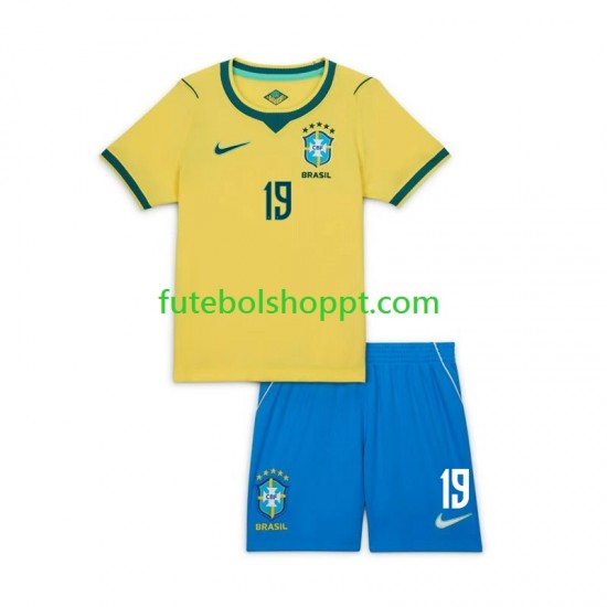 Camisola Júnior Brasil Endrick 19 Principais Equipamento Copa do Mundo 2026 Manga Curta