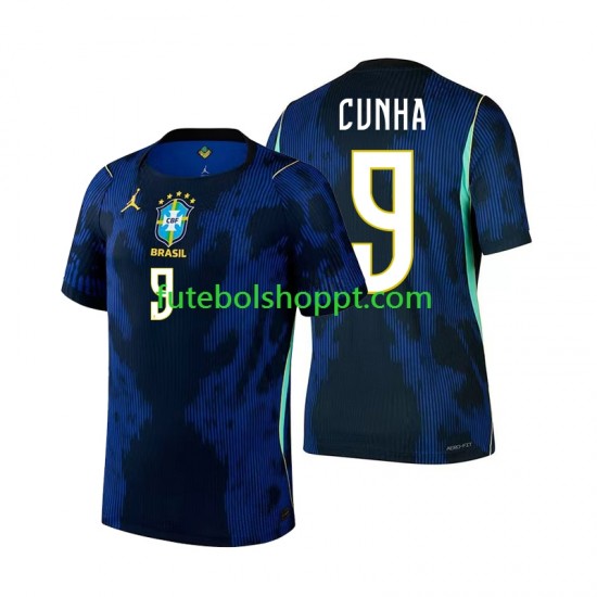 Camisola Homem Brasil Matheus Cunha 9 Alternativa Equipamento Copa do Mundo 2026 Manga Curta