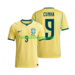 Camisola Homem Brasil Matheus Cunha 9 Principais Equipamento Copa do Mundo 2026 Manga Curta