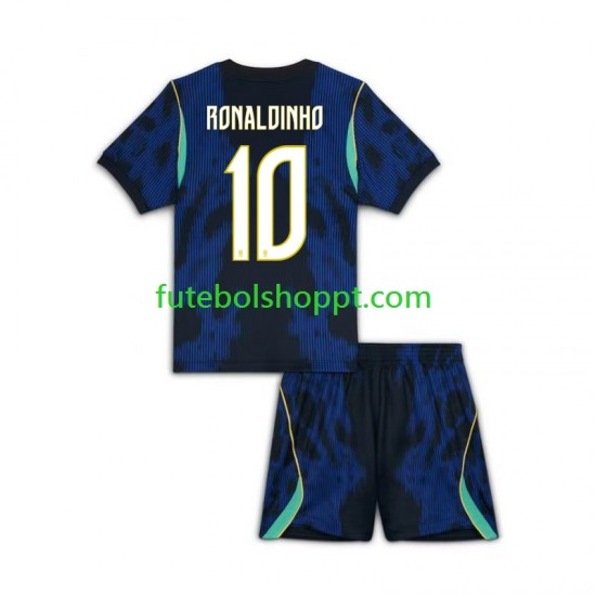 Camisola Júnior Brasil Ronaldinho 10 Alternativa Equipamento Copa do Mundo 2026 Manga Curta
