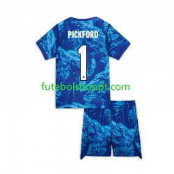 Camisola Júnior Inglaterra Jordan Pickford 1 Guarda-redes Terceiro Equipamento Copa do Mundo 2026 Manga Curta