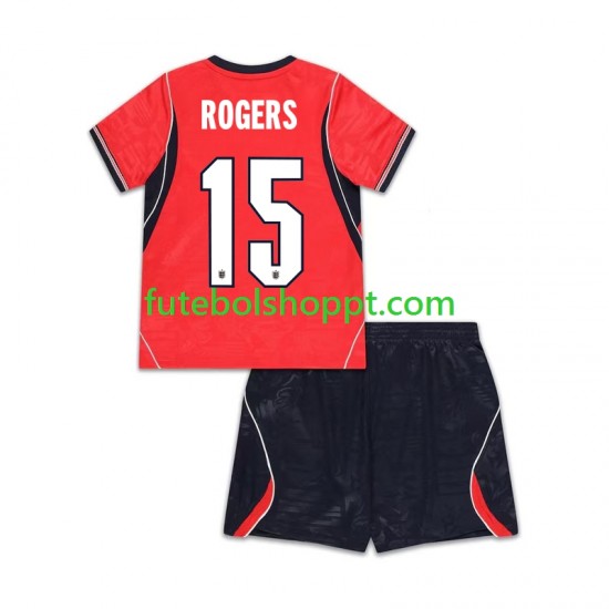 Camisola Júnior Inglaterra Morgan Rogers 15 Alternativa Equipamento Copa do Mundo 2026 Manga Curta