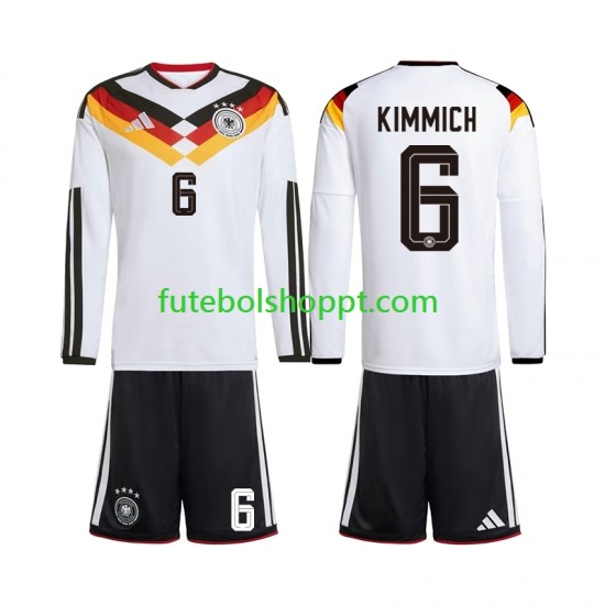Camisola Júnior Alemanha Joshua Kimmich 6 Principais Equipamento Copa do Mundo 2026 Manga Comprida