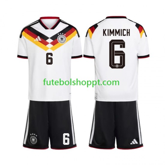 Camisola Júnior Alemanha Joshua Kimmich 6 Principais Equipamento Copa do Mundo 2026 Manga Curta