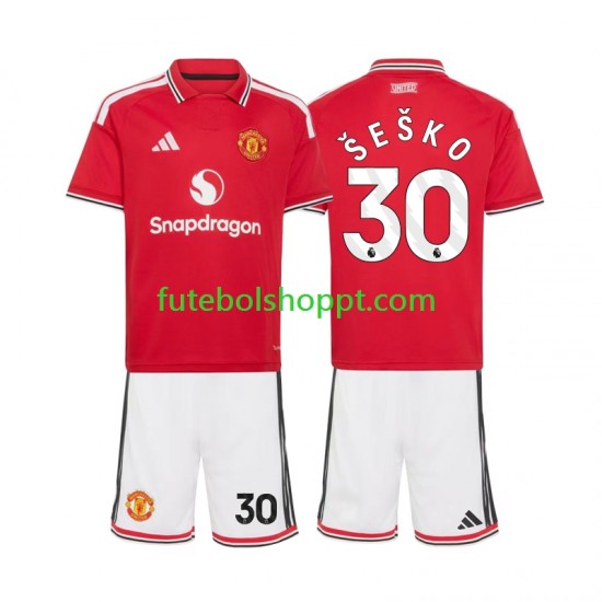 Camisola Júnior Manchester United Benjamin Sesko 30 Principais Equipamento 2026-2027 Manga Curta