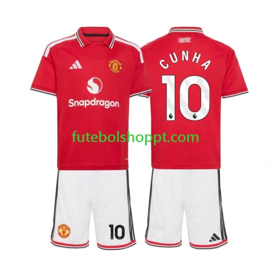 Camisola Júnior Manchester United Matheus Cunha 10 Principais Equipamento 2026-2027 Manga Curta