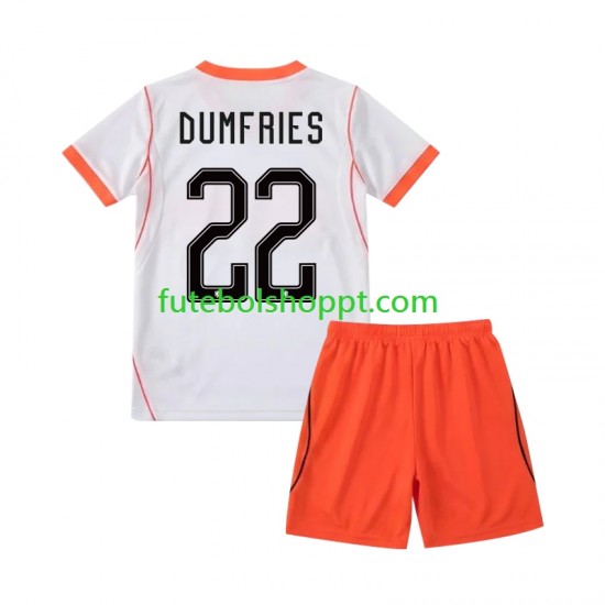 Camisola Júnior Países Baixos Denzel Dumfries 22 Alternativa Equipamento Copa do Mundo 2026 Manga Curta