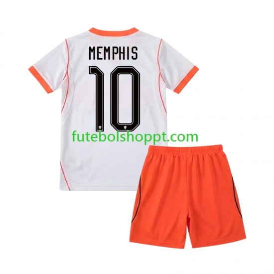 Camisola Júnior Países Baixos Memphis Depay 10 Alternativa Equipamento Copa do Mundo 2026 Manga Curta