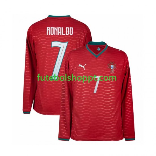 Camisola Homem Portugal Cristiano Ronaldo 7 Principais Equipamento Copa do Mundo 2026 Manga Comprida