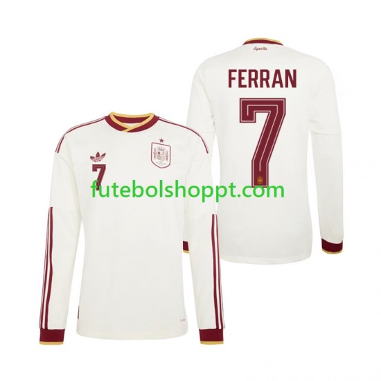 Camisola Homem Espanha Ferran Torres 7 Alternativa Equipamento Copa do Mundo 2026 Manga Comprida