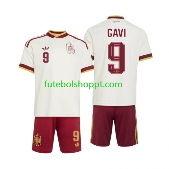 Camisola Júnior Espanha Gavi 9 Alternativa Equipamento Copa do Mundo 2026 Manga Curta