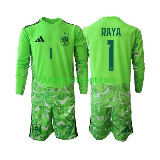 Camisola Júnior Espanha David Raya 1 6th Green color Guarda-redes Copa do Mundo 2026 Manga Comprida